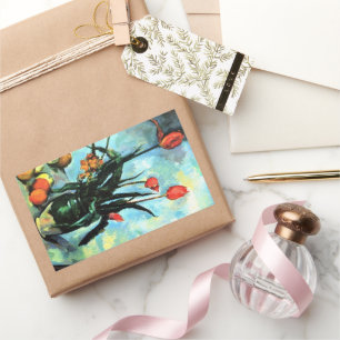 Tulpen in einer Vase von Paul Cezanne, Vintage Art Rechteckiger Aufkleber