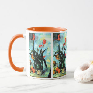 Tulpen in einer Vase von Paul Cezanne, Vintage Art Tasse