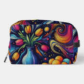 Tulpen in lebhaften Farben in einer Vase Waschbeutel (Rückseite)