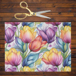 Tulpen in Rosa Lila Gold Vintage Alkoholtinte Seidenpapier