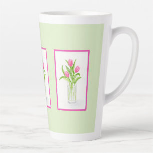 Tulpen in Wasser Handbemalte Aquarellmalerei Milchtasse
