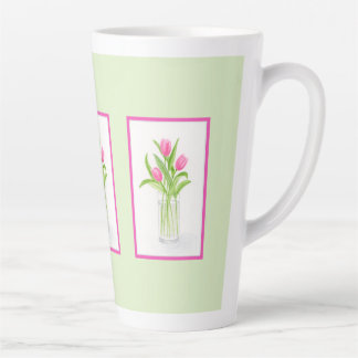 Tulpen in Wasser Handbemalte Aquarellmalerei Milchtasse