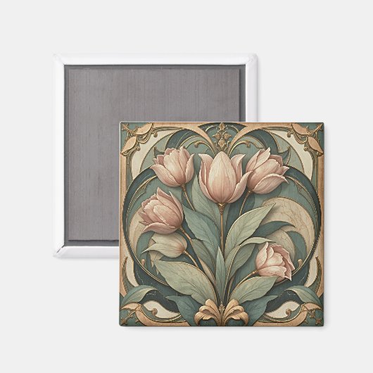Tulpen Jugendstil Magnet (Vorderseite/Rückseite)