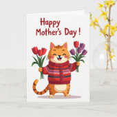 Tulpen-Katzen-Muttertagskarte Karte (Gelbe Blume)