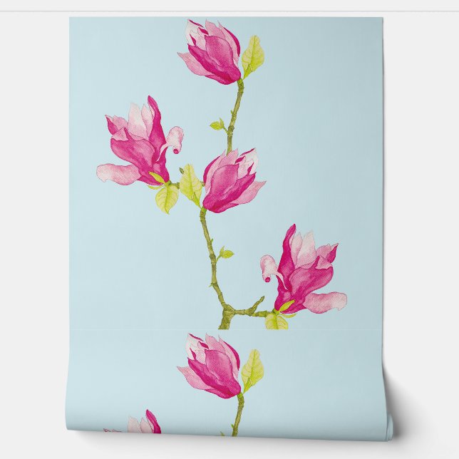 Tulpen-Magnolien auf einer  Tapete (Abrollen)