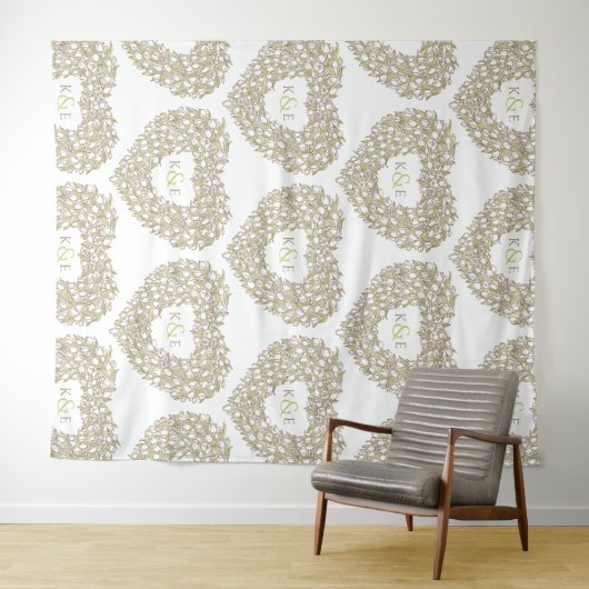 Tulpen-Monogramm-Hochzeitskugel Wandteppich (Beispiel (Horizontal))