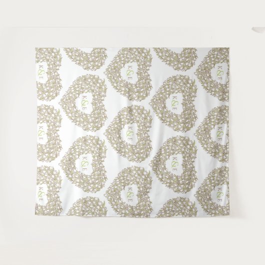 Tulpen-Monogramm-Hochzeitskugel Wandteppich (Vorderseite (Horizontal))