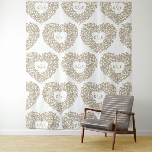 Tulpen-Monogramm-Hochzeitskugel Wandteppich (Beispiel)