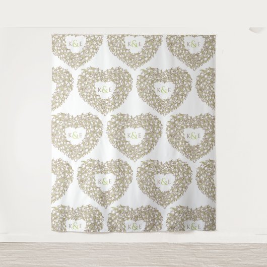 Tulpen-Monogramm-Hochzeitskugel Wandteppich (Vorderseite)