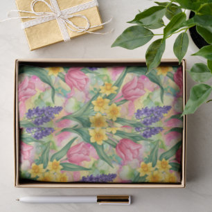 Tulpen, Narzissen, Hyazinthen im Alcohol-Ink-Stil Seidenpapier
