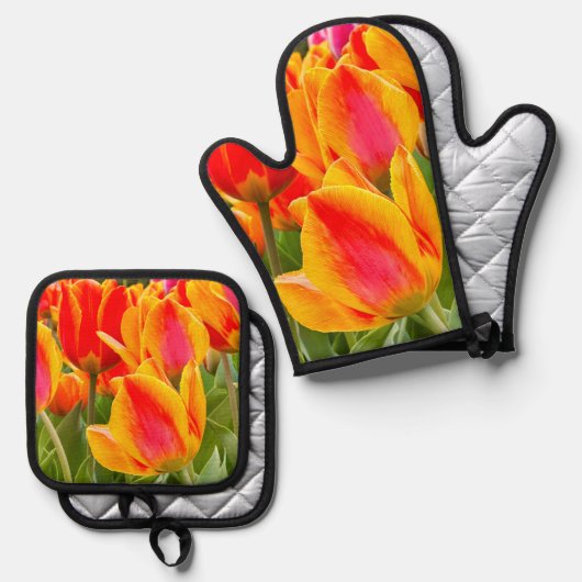 Tulpen! Ofenhandschuh & Topflappen-Set (Vorderseite/Rückseite)
