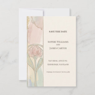 Tulpen-Rosa Art Nouveau Save-the-Date-Karte Save The Date