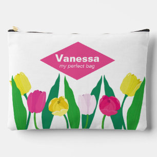 Tulpen Rosa Gelb Lila Grün Modern Süß. Zubehörtasche