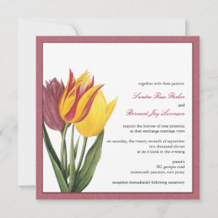 Tulpen-Rosen-Rand Hochzeits-Einladung Einladung