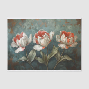 Tulpen Rot-Weiß gestreifte Blumen Dekupage Seidenpapier