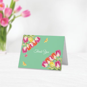 Tulpen & Schmetterlinge Grüne Hochzeitsdusche    Dankeskarte