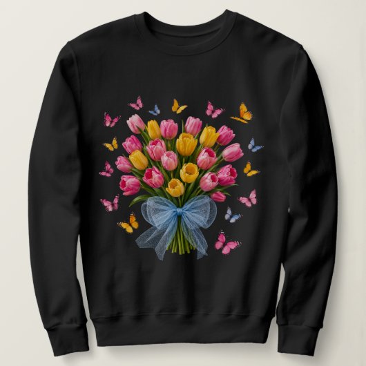 Tulpen & Schmetterlinge Sweatshirt (Design vorne)