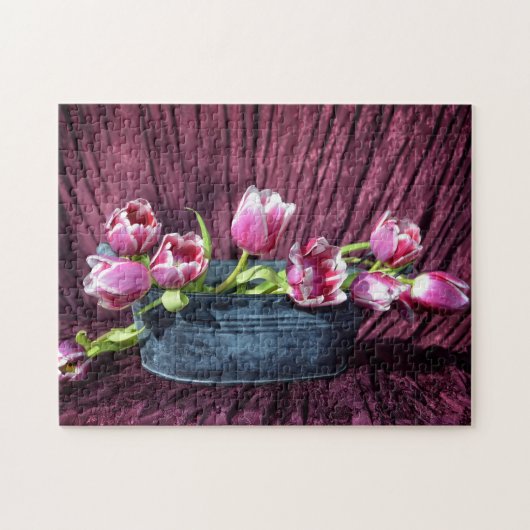 Tulpen Stillleben in Rosa Puzzle (Horizontal)