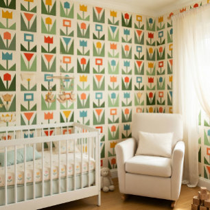 Tulpen Tapete im Mid-Century Modern Stil