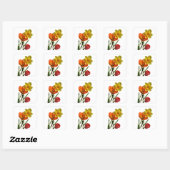 Tulpen und Blume Quadratischer Aufkleber (Blatt)