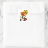 Tulpen und Blume Quadratischer Aufkleber (Tasche)