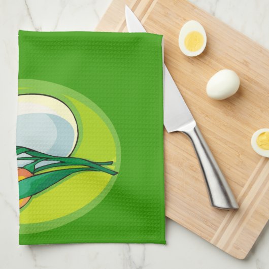 Tulpen und Eier grün Geschirrtuch (Viertel Falte)