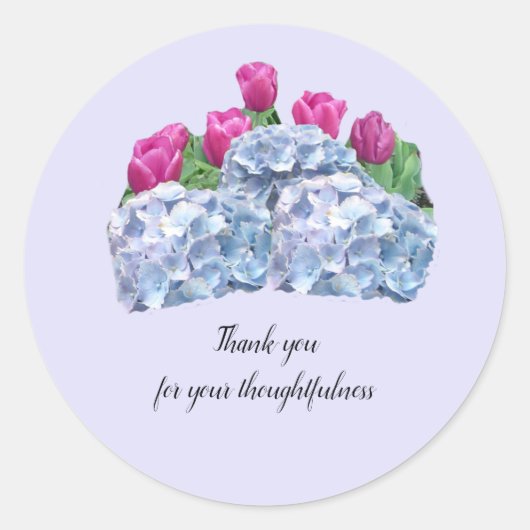 Tulpen und Hortensien Danke Sticker (Vorderseite)