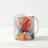 Tulpen und Monarchfalter Kaffeetasse (VorderseiteRechts)