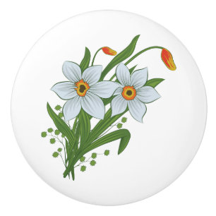 Tulpen und Narzissen Blumen Keramikknauf