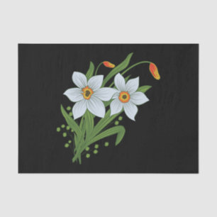 Tulpen und Narzissen Blumen schwarzer Hintergrund Seidenpapier