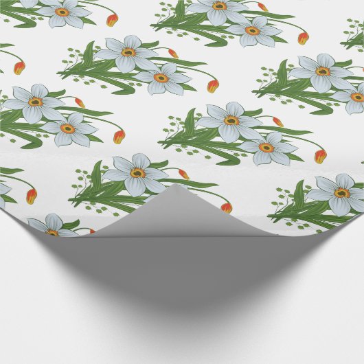 Tulpen und Osterglocken Blumen Geschenkpapier (Ecke)