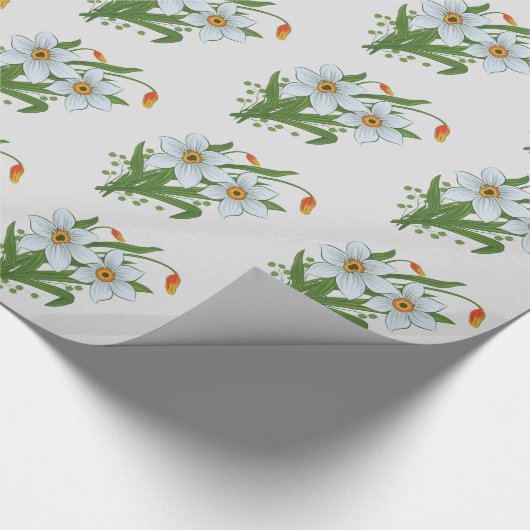 Tulpen und Osterglocken Blumen Geschenkpapier (Ecke)