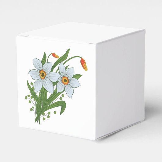 Tulpen und Osterglocken Blumen Geschenkschachtel (Vorderseite)