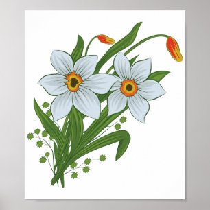 Tulpen und Osterglocken Blumen Poster