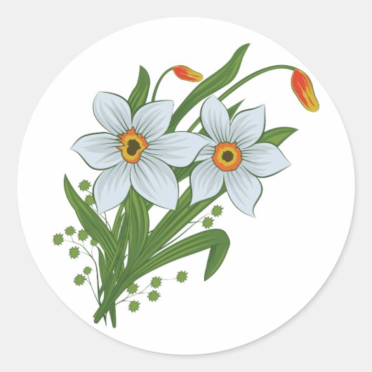 Tulpen und Osterglocken Blumen Runder Aufkleber (Vorderseite)
