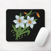 Tulpen und Osterglocken Blumen schwarzer Hintergru Mousepad (Mit Mouse)