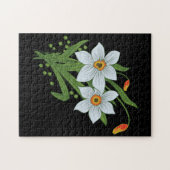 Tulpen und Osterglocken Blumen schwarzer Hintergru Puzzle (Horizontal)