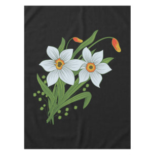 Tulpen und Osterglocken Blumen schwarzer Hintergru Tischdecke