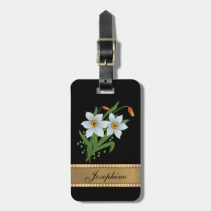 Tulpen und Osterglocken Gold personalisierter Name Gepäckanhänger