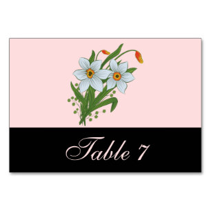 Tulpen und Osterglocken Hochzeit Schwarz Tischnummer