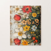 Tulpen und Osterglocken mit rustikalem Charme Puzzle (Vertikal)