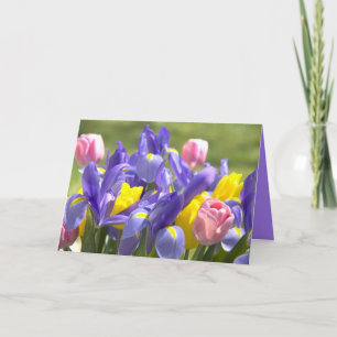 Tulpen und Schwertlilien Blumen leer innen Karte