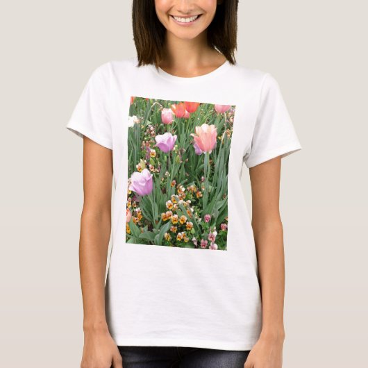 Tulpen und Stiefmütterchen T-Shirt (Vorderseite)