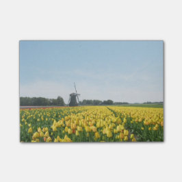 Tulpen und Windmühlen-Holland-Landschaft Post-it Klebezettel