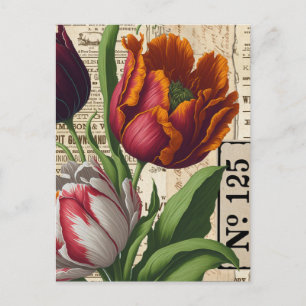 Tulpen Vintage Collage Postkarte