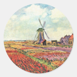 Tulpen von Holland durch Claude Monet Runder Aufkleber