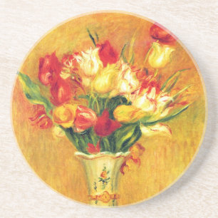 Tulpen von Pierre Renoir, Vintage-Impressionismus- Sandstein Untersetzer