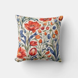 Tulpen-Wasserfarben-Muster-Design-Wurfkissen Kissen