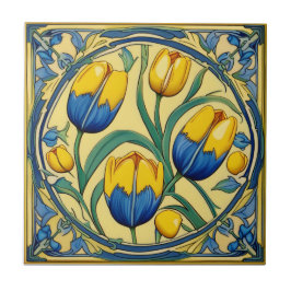 Tulpen zu Symmetric Art Nouveau Keramik Tile Fliese