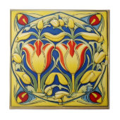 Tulpen zu Symmetric Art Nouveau Keramik Tile Fliese (Vorderseite)